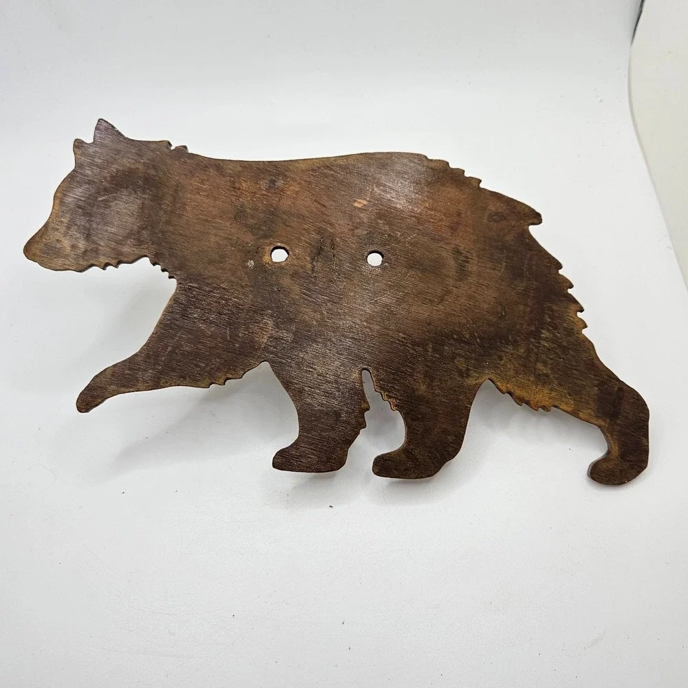 Vintage Rustic Metal Bear Wall Hook / Coat Hook Cabin Decor